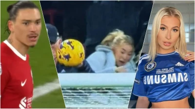 Форвард Ліверпуля в матчі з Челсі влучив м'ячем в порноактрису, вона відреагувала жорстко