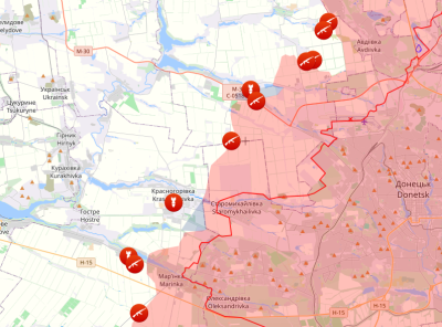Також ЗСУ відбили 38 штурмів у районах Красногорівки, Георгіївки, Новомихайлівки та Урожайного під Мар'їнкою