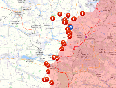 Також провалилися 22 штурми в районах Георгіївки, Новомихайлівки, Водяного, Пречистівки та Урожайного під Мар'їнкою.