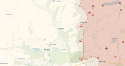 Карта DeepState, дані станом на 10 квітня 2024 року. Червоним кольором зазначені окуповані території