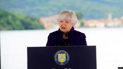 Міністерка фінансів США Дженет Єллен провела пресконференцію 23 травня під час засідання міністрів фінансів та голів центробанків в Італії