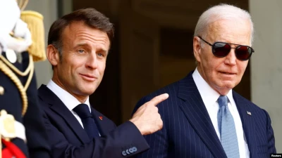 Президент Франції Еммануель Макрон під час зустрічі з президентом США Джо Байденом у Єлисейському палаці в Парижі, Франція, 8 червня 2024 року. REUTERS/Sarah Meyssonnier