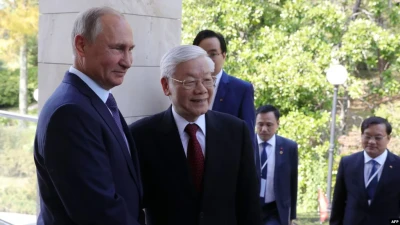 Владімір Путін і генеральний секретар в’єтнамської комуністичної партії Нгуен Фу Чонг під час зустрічі в Сочі у вересні 2018 р.