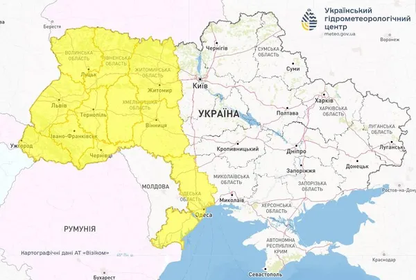 На 25 липня у низці областей України оголосили І рівень небезпеки / фото Укргідрометцентр